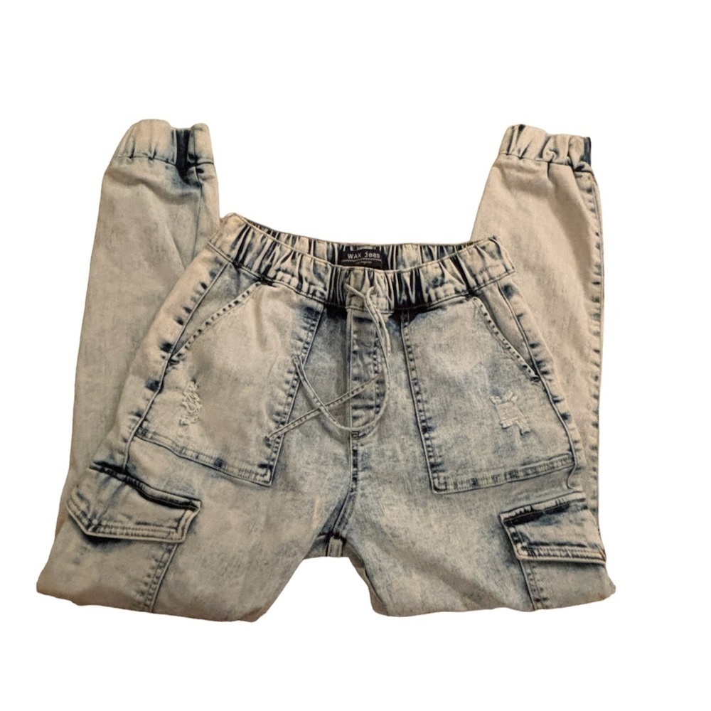 Wax Jeans Elastic Waist Stonewashed